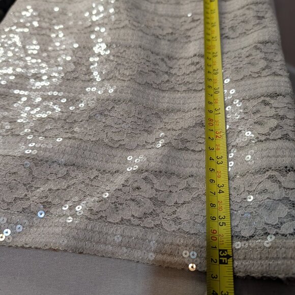 NEW Donna Ricco Knee-Length Sheath Dress, Cap Sleeve Taupe Lace & Sequin Overlay - Picture 14 of 15